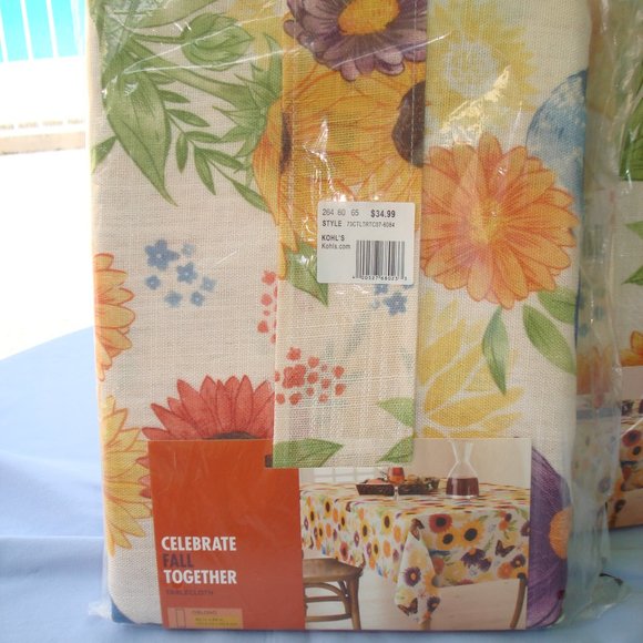ONE New 60" x 84" FABRIC TABLECLOTH Sunflowers Floral Nature Spring Summer Fall - Picture 14 of 16